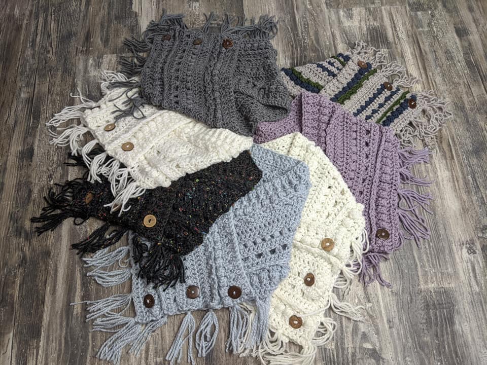 crocheted scarves - Homeschool Mom Side Hustles